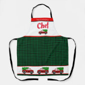 Tablier Noël Rouge Camion Chef Green Buffalo Plaid (Recto)