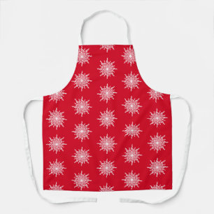 Tablier Noël Rouge ornemental G Clef Snowflake Motif