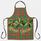 Tablier Noël Rouge Vert Plaid À La Wirlande (Recto)