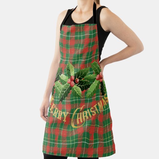 Tablier Noël Rouge Vert Plaid À La Wirlande (Insitu)