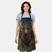 Tablier Noël rustique élan cerf boho forêt boisée (Porté)