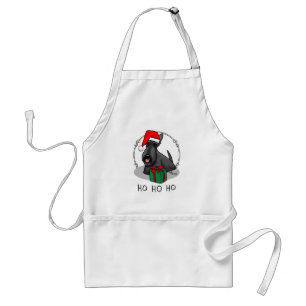 Tablier Noël Santa Hat Scottish Terrier (noir) mignonne