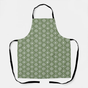 Tablier Noël Simple Vert Flocon de Neige Minimaliste