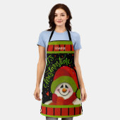 Tablier Noël Snowman mignon Inspiritisme personnalisé (Porté)