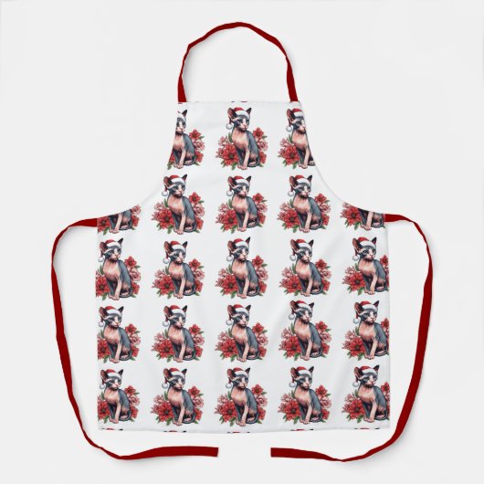 Tablier Noël Sphynx Chat Père Noël Apron (Recto)