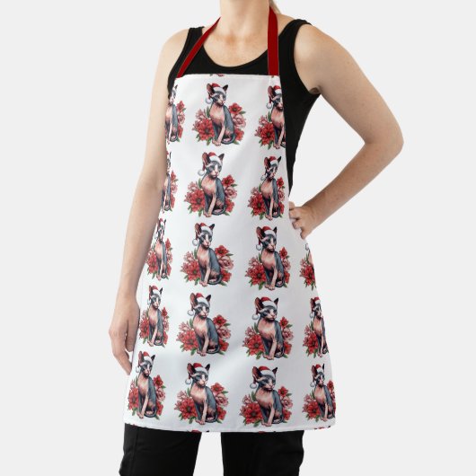 Tablier Noël Sphynx Chat Père Noël Apron (Insitu)