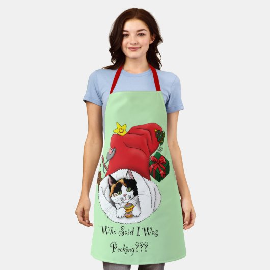 Tablier Noël Stocker mignonne Calico Kitten (Porté)