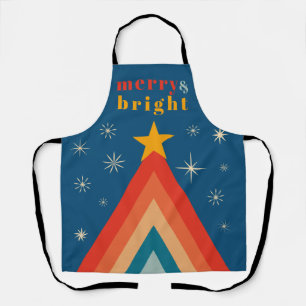 Tablier Noël Super minimaliste rouge et bleu rétro