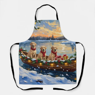 Tablier Noël sur un bateau avec Labrador Retriever
