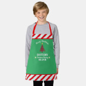 Tablier Noël Vert & Rouge Blanc Grilles Elf Kid's (Porté)