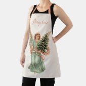 Tablier Noël vintage, Ange victorien avec arbre (Insitu)