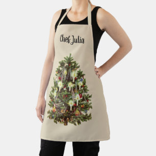 Tablier Noël Vintage, Arbre Victorien Décoré