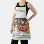 Tablier Noël Vintage, Jolly Santa Claus avec Sleigh (Insitu)