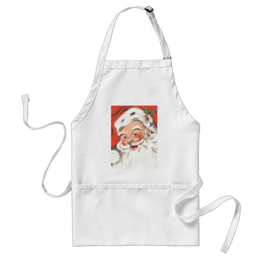 Tablier Noël vintage, joyeux Père Noël avec sourire (Devant)