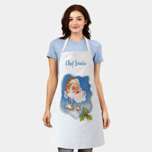 Tablier Noël vintage, joyeux Père Noël rétro
