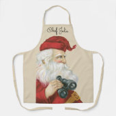Tablier Noël vintage, Père Noël avec jumelles (Recto)