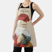 Tablier Noël vintage, Père Noël avec jumelles (Insitu)