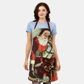 Tablier Noël vintage, Père Noël rétro avec présents (Porté)