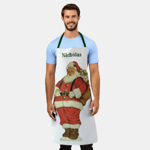 Tablier Noël vintage, Père Noël victorien avec des jouets