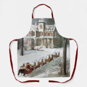 Tablier Noël vintage, Saint Nicolas avec rennes (Recto)