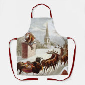 Tablier Noël vintage, Saint Nicolas sur le toit (Recto)