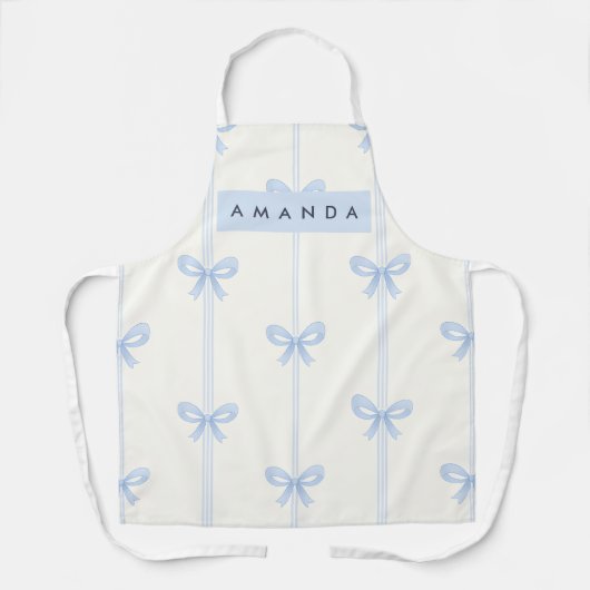 Tablier Nœud en ruban bleu pastel doux Coquette personnali (Recto)