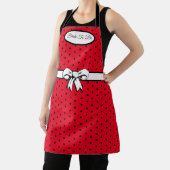 Tablier Noeud papillon blanc personnalisé à pois rouges et (Insitu)