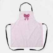 Tablier Nœud papillon féminin rayure rose (Recto)