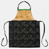 TABLIER NOIR AVEC MARDI GRAS FLEUR DI LIS & STRIPES (Recto)