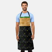 TABLIER NOIR AVEC MARDI GRAS FLEUR DI LIS & STRIPES (Porté)