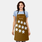 Tablier noir avec sangles marron Chef Star personn (Porté)