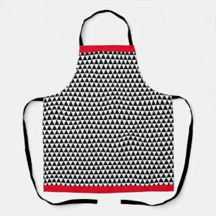 Tablier NOIR BLANC GEOMETRIQUE FINITION ROUGE Chef Craft