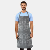 Tablier Noir blanc gris rétro Motif d'aquarelle florale (Porté)