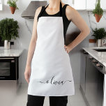 Tablier Noir Blanc moderne Script Girl Monogramme Nom<br><div class="desc">Nom du monogramme noir et argent Apron. Cela rend le cadeau parfait pour 16 ans,  mariage,  douche nuptiale,  anniversaire,  baby shower ou bachelorette pour quelqu'un qui aime le luxe glam et les styles chic.</div>