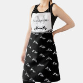 Tablier Noir Blanc Nom Monogramme Homard Motif Apron (Insitu)
