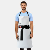 Tablier Noir Blanc Personnalisé Style asiatique Unisex Apr (Porté)