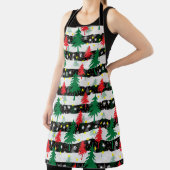 Tablier Noir Blanc Stripes Neiges Rouge Vert Arbres (Insitu)