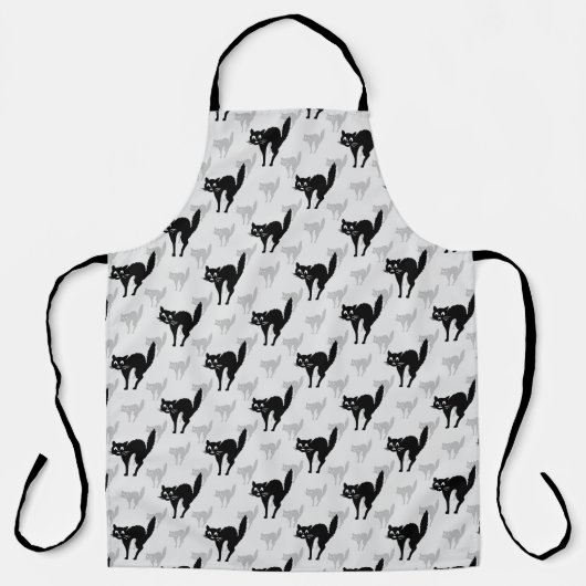 Tablier Noir Chat Shadow Silhouette Motif Design (Recto)
