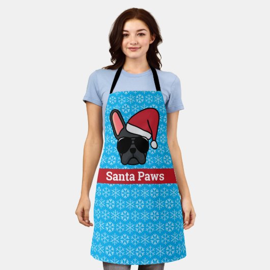 Tablier Noir de Noël Bulldog Apron (Porté)