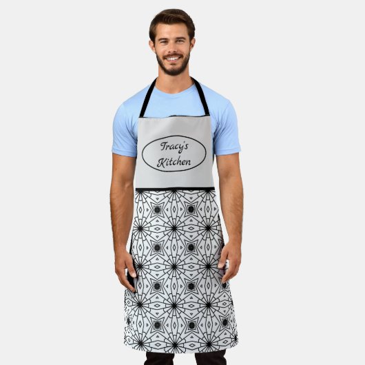 Tablier Noir et blanc Abstrait (Porté)