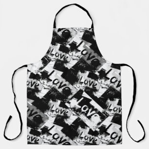 Tablier Noir et blanc avec des taches motif d'amour