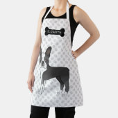 Tablier Noir Et Blanc Boston Terrier Dessin Chien Et Nom (Insitu)