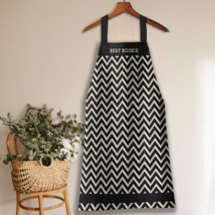 Tablier noir et blanc Chevron personnalisé