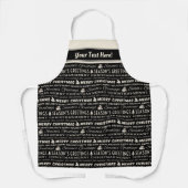 Tablier Noir et blanc Joyeux Noël Typographie rétro (Recto)