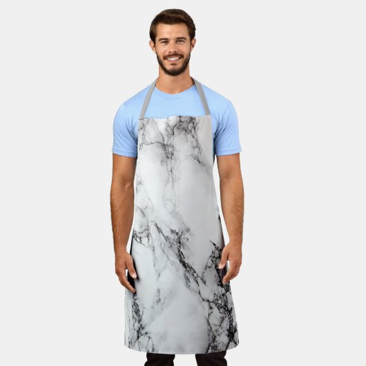 Tablier Noir Et Blanc Marbré (Porté)