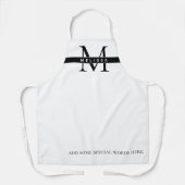 Tablier noir et blanc monogramme avec nom (Recto)