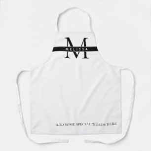 Tablier noir et blanc monogramme avec nom