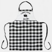 Tablier Noir et blanc Nom Cuisinier Buffalo Plaid Motif (Recto)