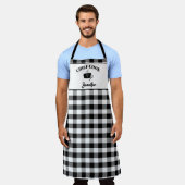 Tablier Noir et blanc Nom Cuisinier Buffalo Plaid Motif (Porté)