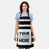 Tablier Noir et blanc Striped & logo société Marque (Porté)